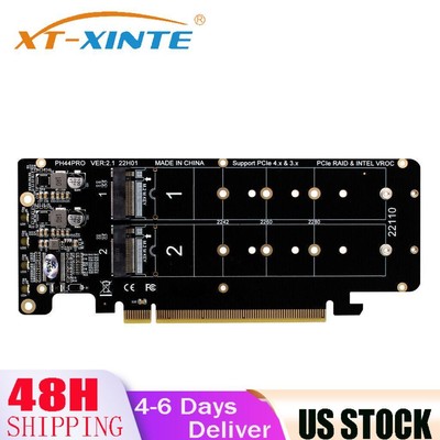 US STOCK  PCIE to To M2 Riser for NVME M.2 MKey SSD 2U PCI-E Expansion Card