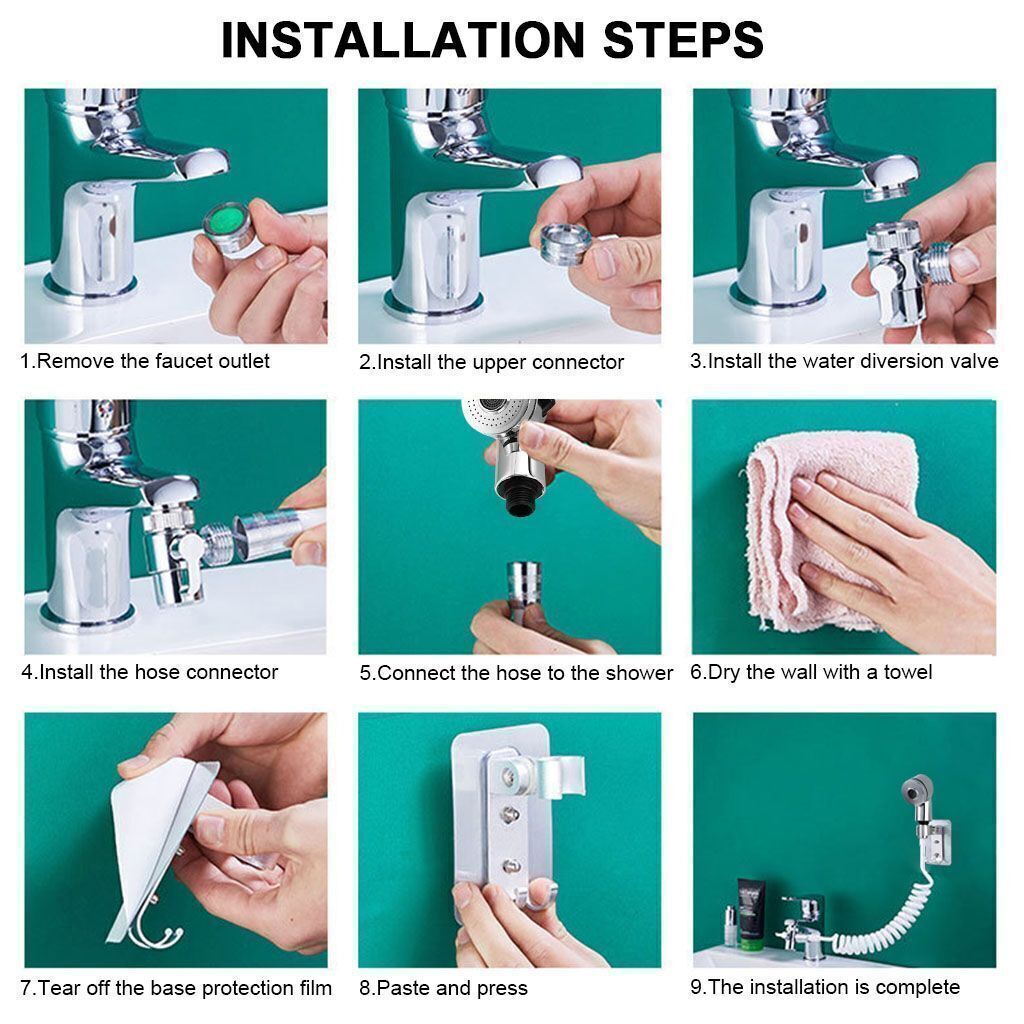 Bathroom Faucet External Shower Handheld Sprayer Sprinkler Base Hose Basin Sink