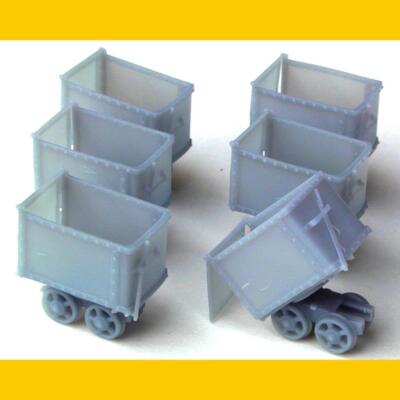 MINING CART (PUSH TYPE) O Scale 1/48  Quantity 6  Gray color  Resin print.