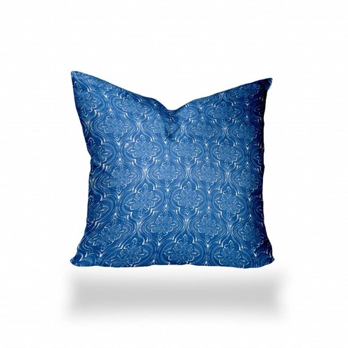 Подушка Ikat Throw Indoor Outdoor 36x36 Сине-Белая с выдувным швом для внутреннего и Наружного применения