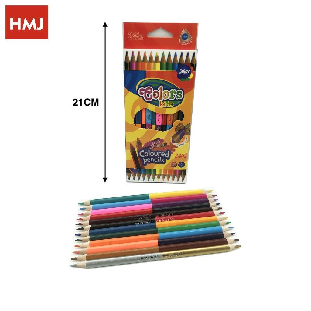 Matite Colorate Pastelli Confezione 12 Pezzi Colori Doppia Punta hmj