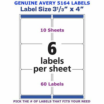 Avery TrueBlock Laser Shipping Label 3 1/3'' x 4'' (5164) PICK YOUR OWN # OF LABEL