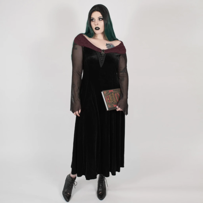 Plus Size Gothic Victorian Witch Black Long Velvet Dress eBay