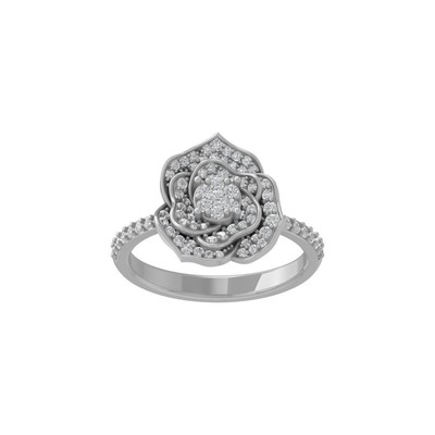 0.5Ct Round Lab Grown Diamond Fashion Ring Size 7 10k White Gold 3.41gm
