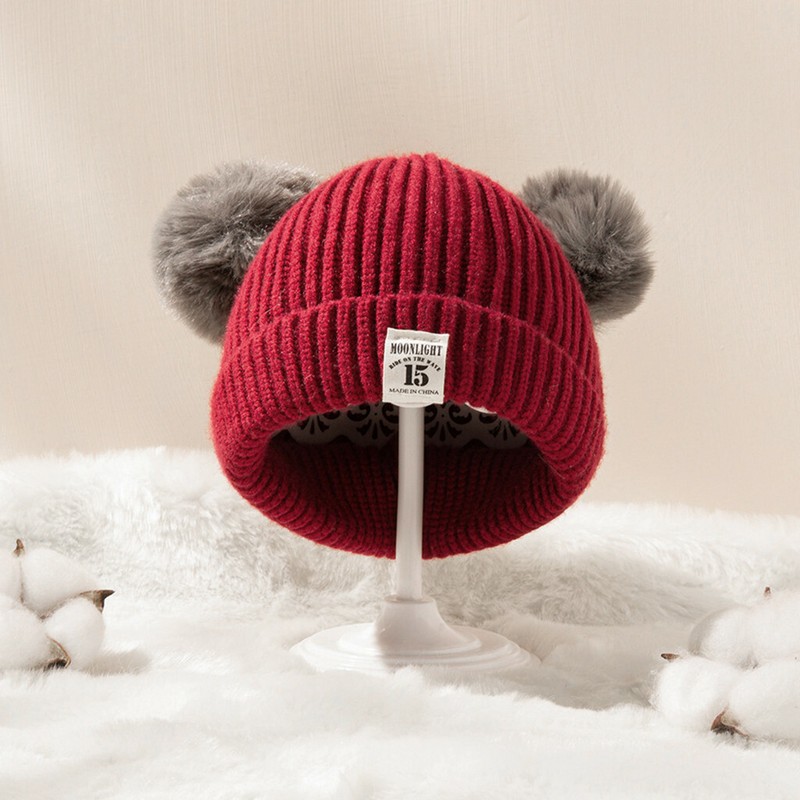 Baby Infant Kids Beanie Hat For Unisex Boys Girls Knitted Winter Warm Poms Hats