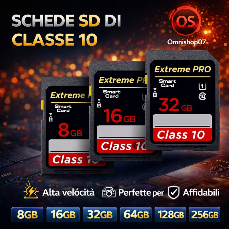 Scheda SD Classe 10 Alta Velocità 16/64GB  Memoria SDHC SDXC Flash