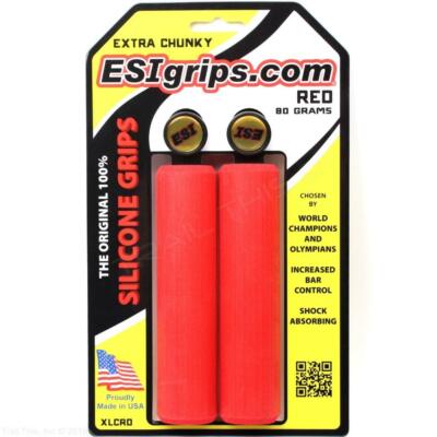 ESI 34mm Extra Chunky - Red- Silicone MTB Bike Grips Shock Absorbing 130mm
