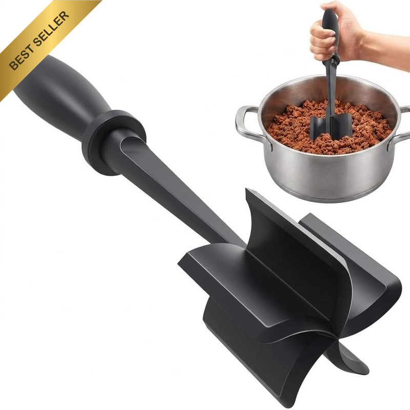 5 Blade Ground Meat Chopper Utensil, High Heat Resistant Hamburger Smasher and F