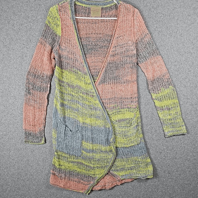 Chaser Women s Neon Space Dye Knit Open Front Duster Cardigan Size Medium