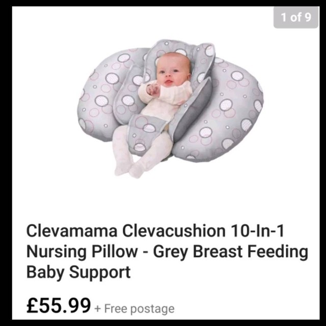 clevamama 10 in 1 pillow grey