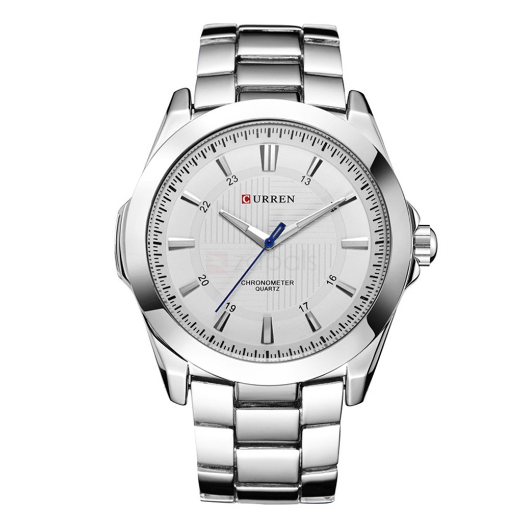 Orologio Polso Curren 8109 Uomo Analogico Quarzo Acciaio Silver Quad Bianco lac