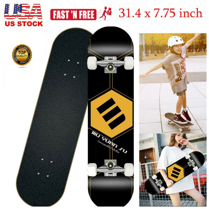 31.4 ” Wood Element Assembled Skateboard Top Stained Black Ride Showing Tool New