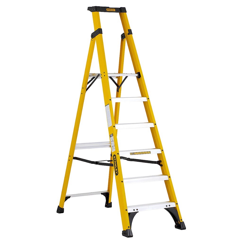 STANLEY fibreglass platform step ladder 6 tread EN131 NEW in