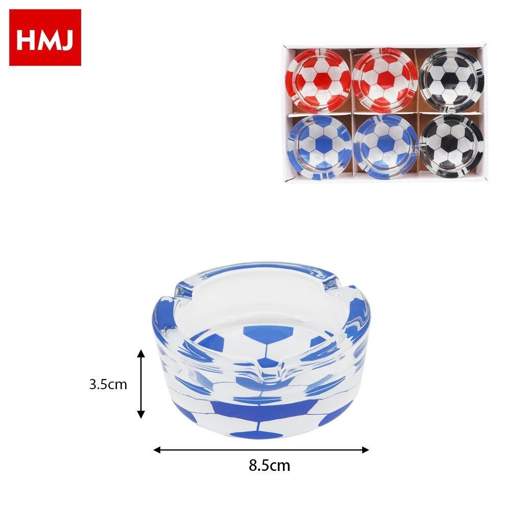 Set 6 Pezzi Posacenere Porta Cenere Vetro Tondi Pallone Calcio Bar Casa hmj