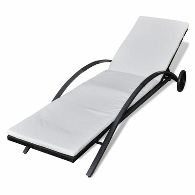 vidaXL Sonnenliege Poly Rattan Schwarz Gartenliege Relaxliege Liegestuhl Liege