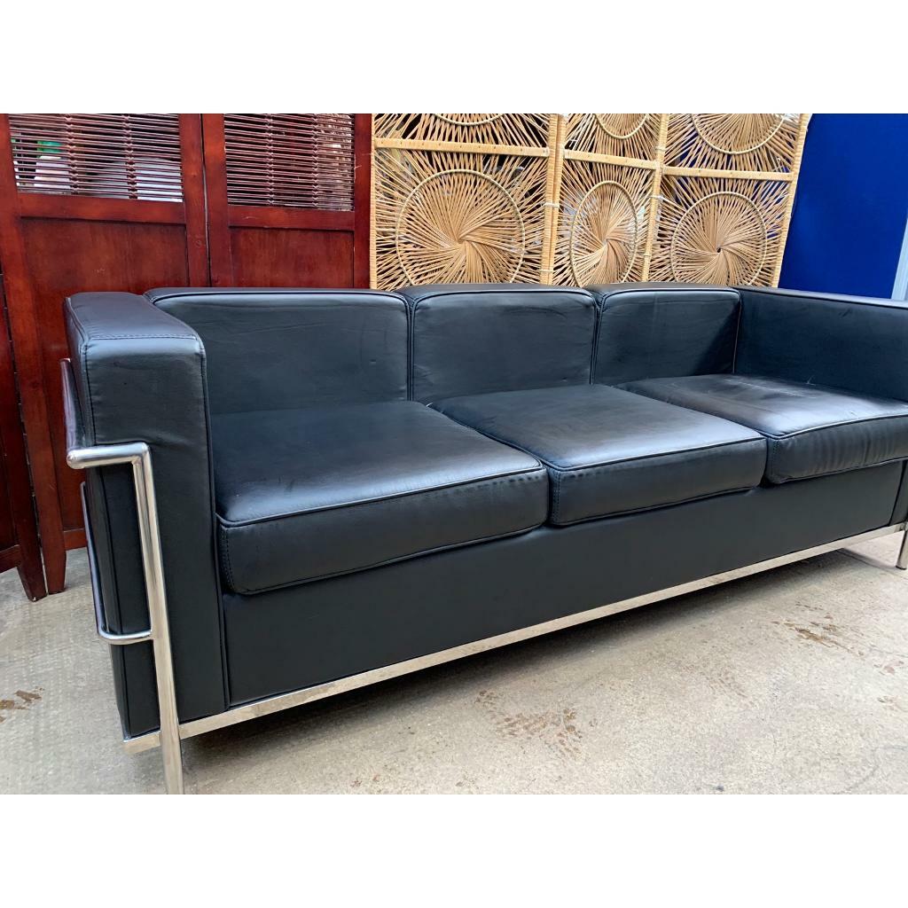 Black Leather Sofa in Paisley, Renfrewshire Gumtree