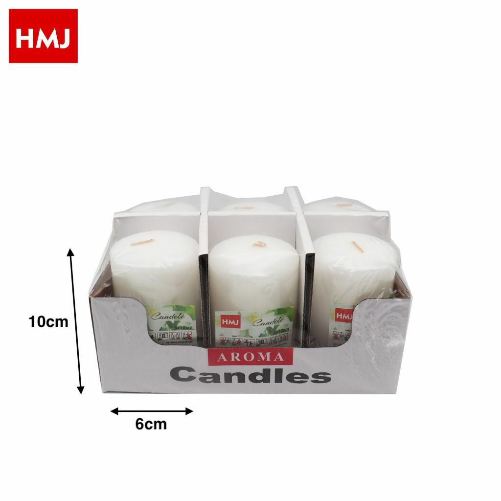 Set 6 Pezzi Candele Cera Profumate Fragranza Aroma Bianche 6x10cm hmj