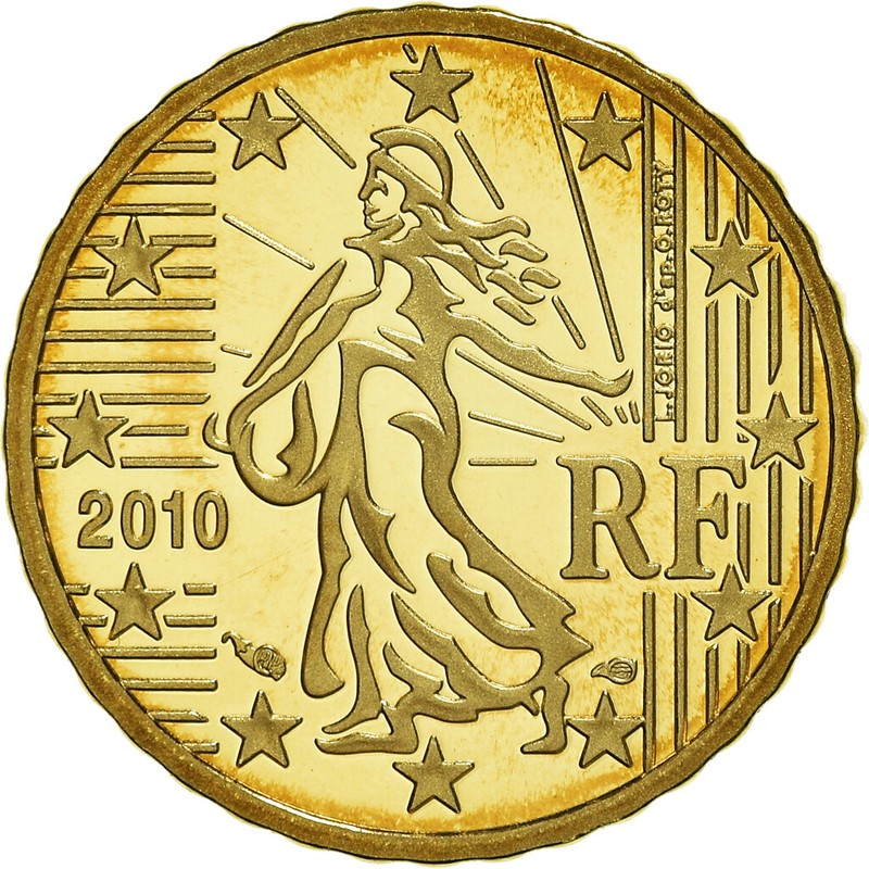 [#184231] France, 10 Euro Cent, 2010, Paris, Proof / Be, Fdc, Laiton, Km:1410