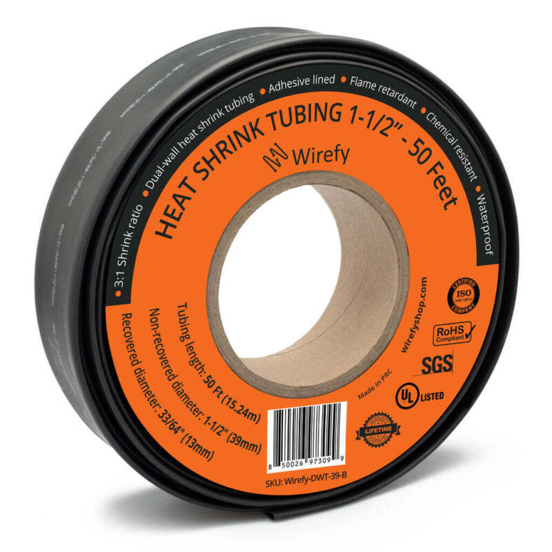Heat Shrink Tubing Roll - Black - 50 Ft