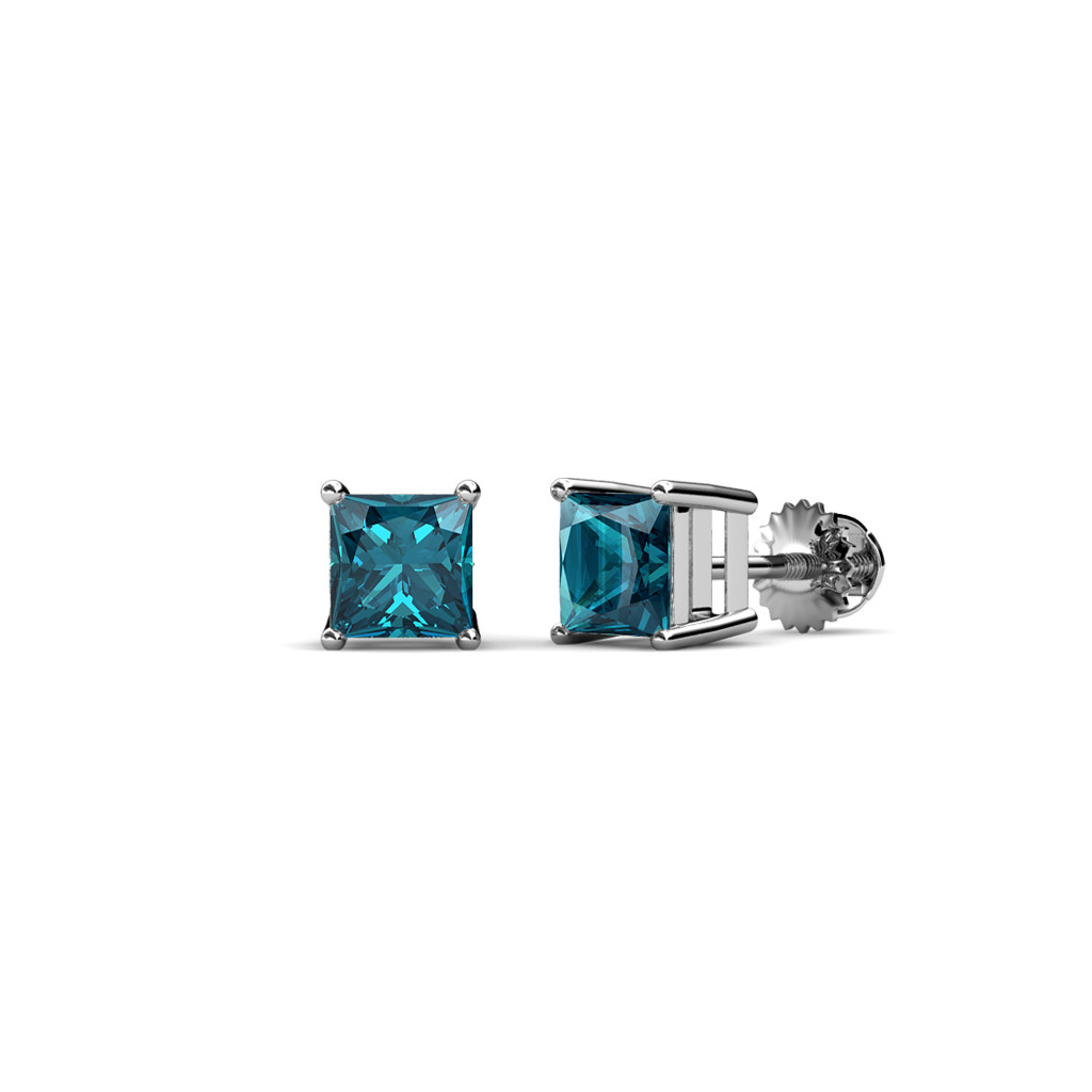 Pre-owned Trijewels London Blue Topaz 5.5mm Solitaire Stud Earrings 1.70 Ctw 14k Gold Jp:64245