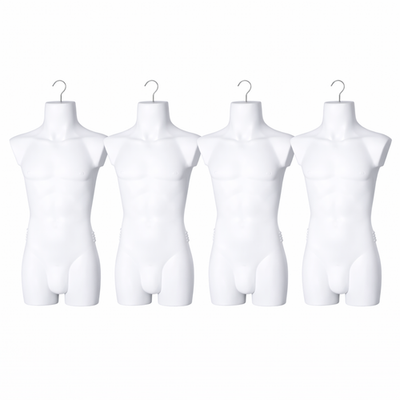 4 x Torso männlich Herrentorso lebensecht Kunststoff Oberkörper Halbschale Weiß