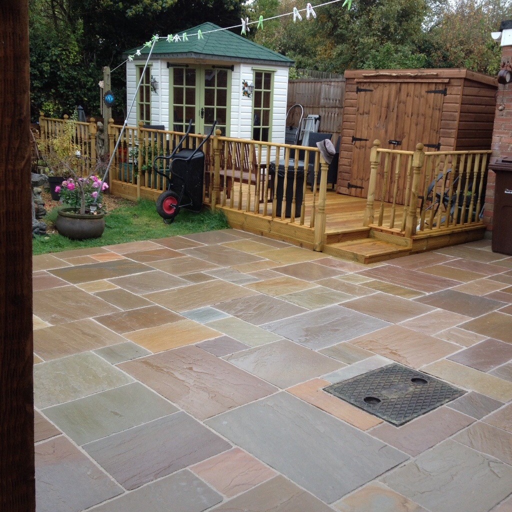 Natural Sandstone Paving Multi Buff Autumn Natural Riven Slabs