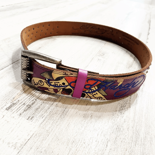小物 Rare Ed Hardy Studs Design Belt Ed Hardy Men's Panther Print Red Belt With Rivet Studs | eBay