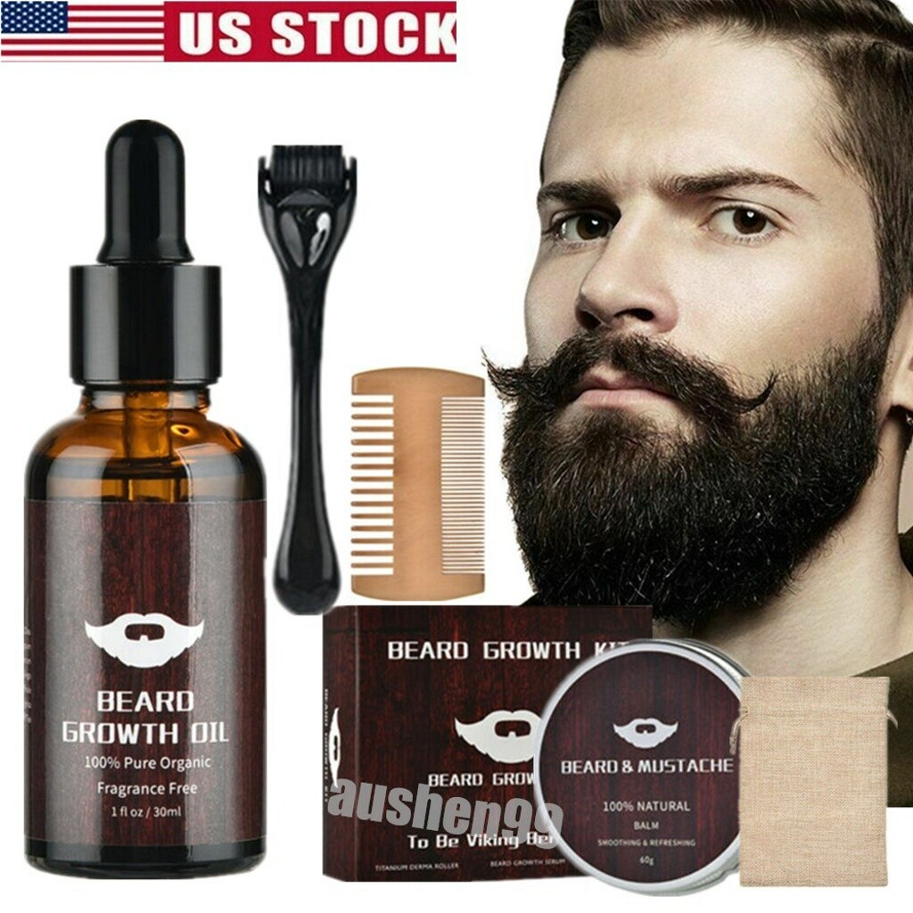 beard growth kit beard derma roller  beard growth serum oil  beard balm