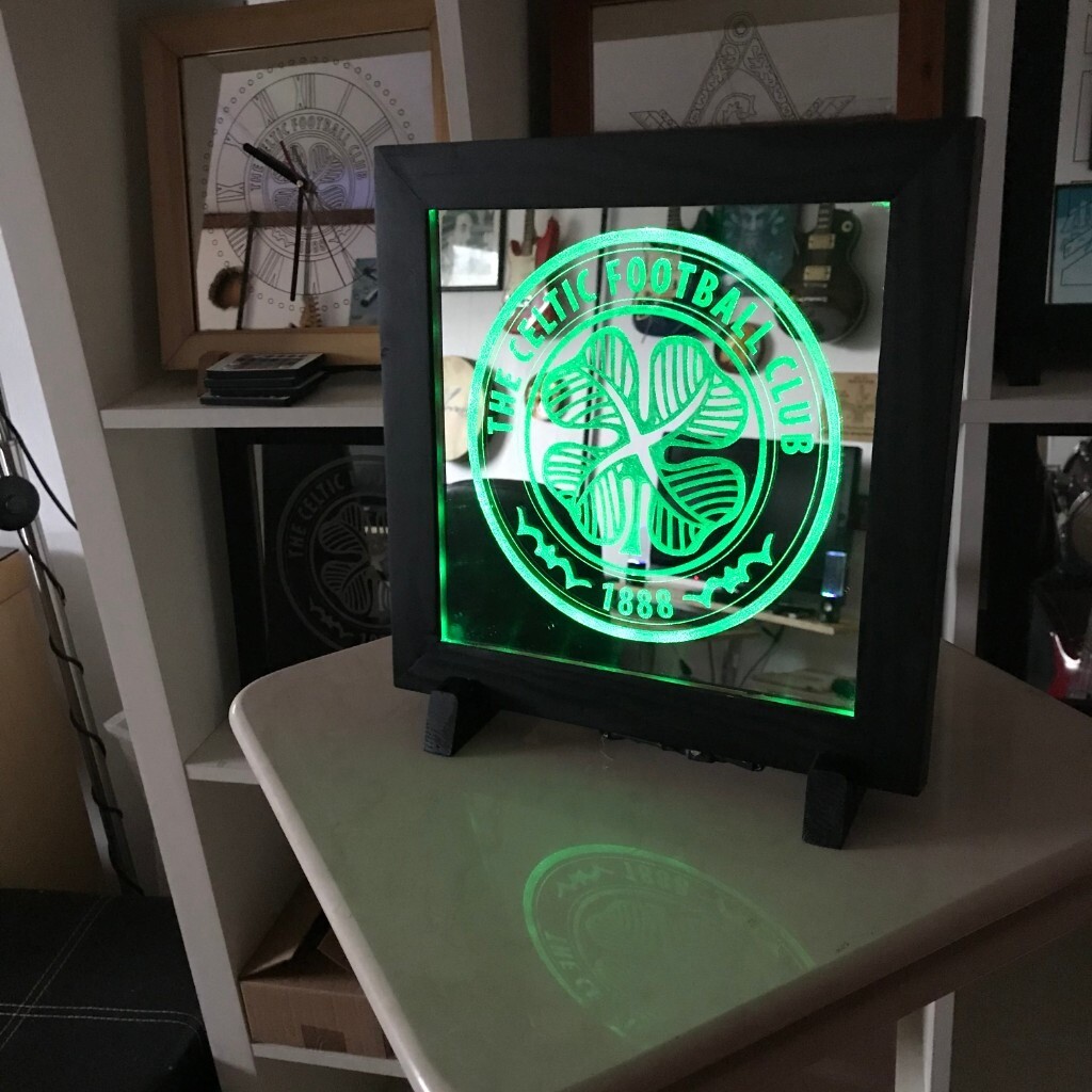 Football Logos Laser Engraved Framed Mirrors / LED Lighting /Memorabilia in Southside, Glasgow