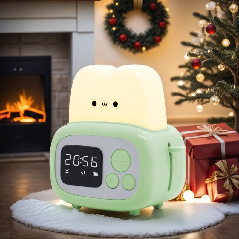 Toaster Night Lamp,Cute Night Light 12 Hours Table Clock Alarm Digital Timer for