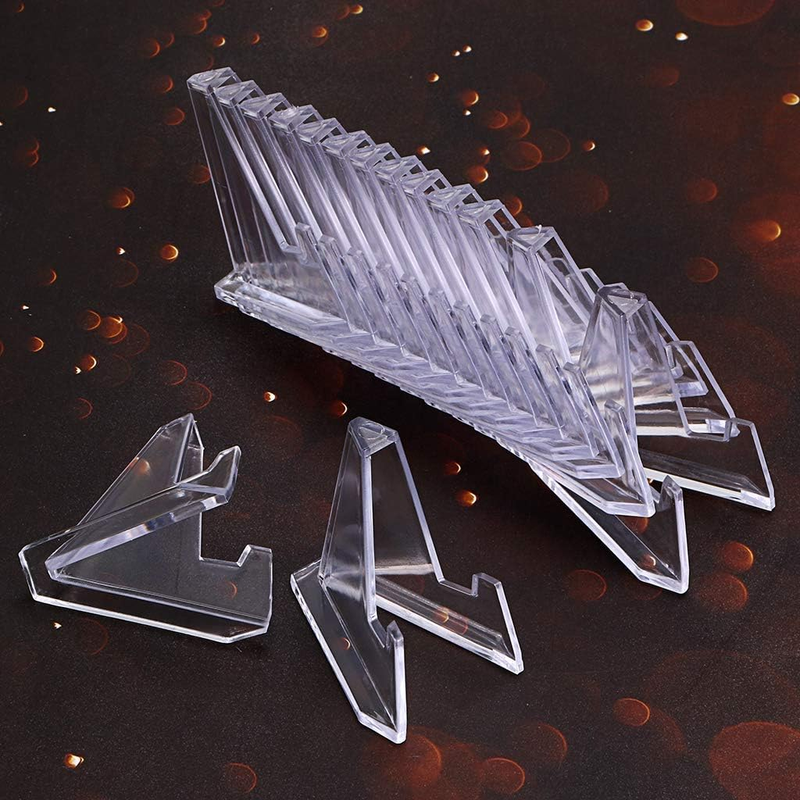 15 Packs Acrylic Easel Stands Clear Mini Coin Display Easel Holder Displaying Co