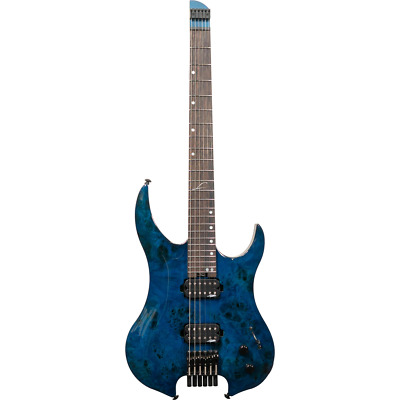 Legator G6SS Ghost 6 Super Shred Headless Guitar, Ebony, Gloss Blue Burl