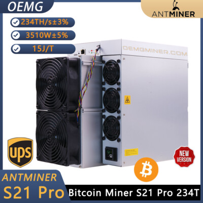 New List Bitmain Antminer S21 Pro 234T 3510W Bitcoin BTC ASIC Miner Ready Stock
