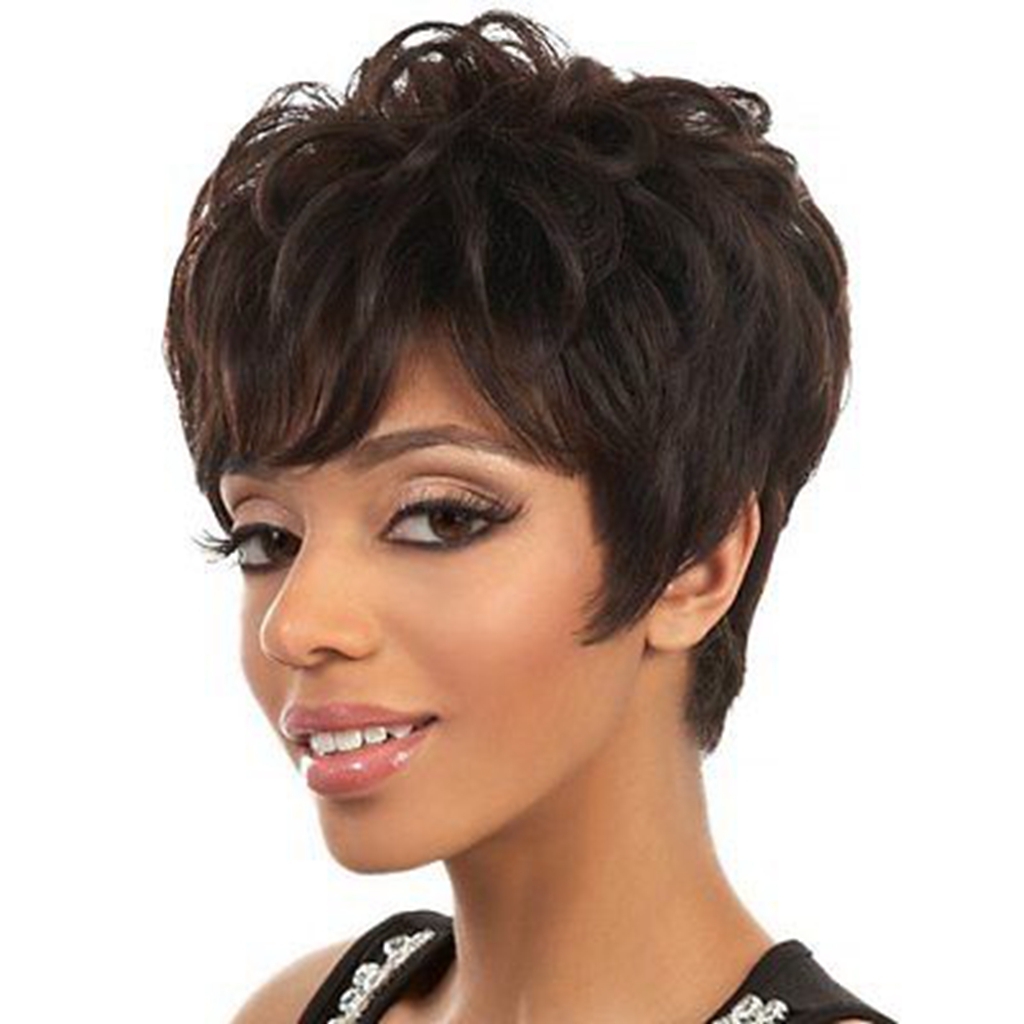 100 Real Hair Nobby Deep Brown Spiffy Short Haircut Fluffy Curly