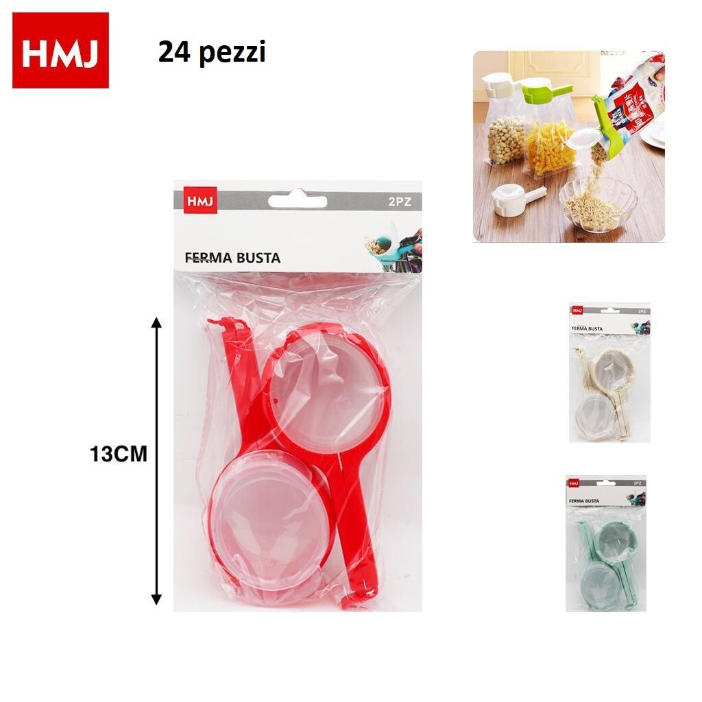 Set 24 Pezzi Clip Sigilla Sacchetti Buste Con Tappo Dosatore Alimenti hmj