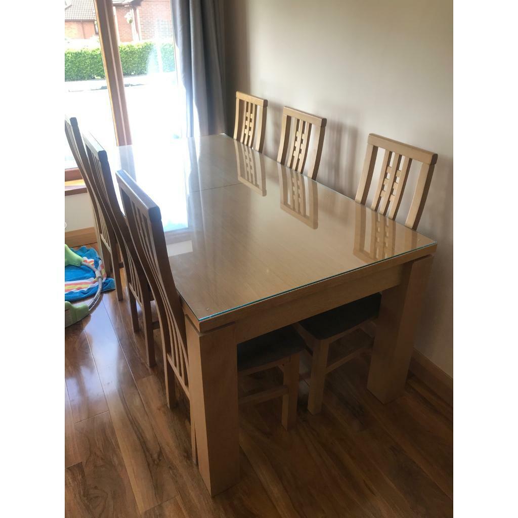 Oak effect dining table 8 chairs and glass top | in Lepton, West