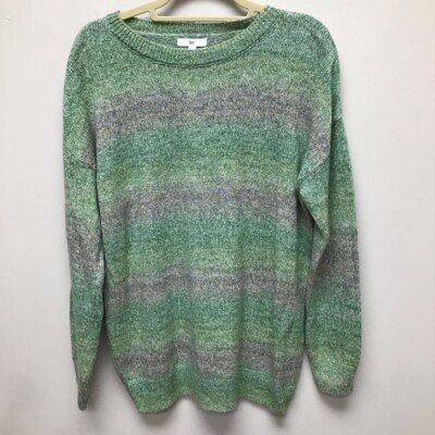 Bp Womens Pullover Sweater Green Ombre Marled Long Sleeve Ribbed Trim S New