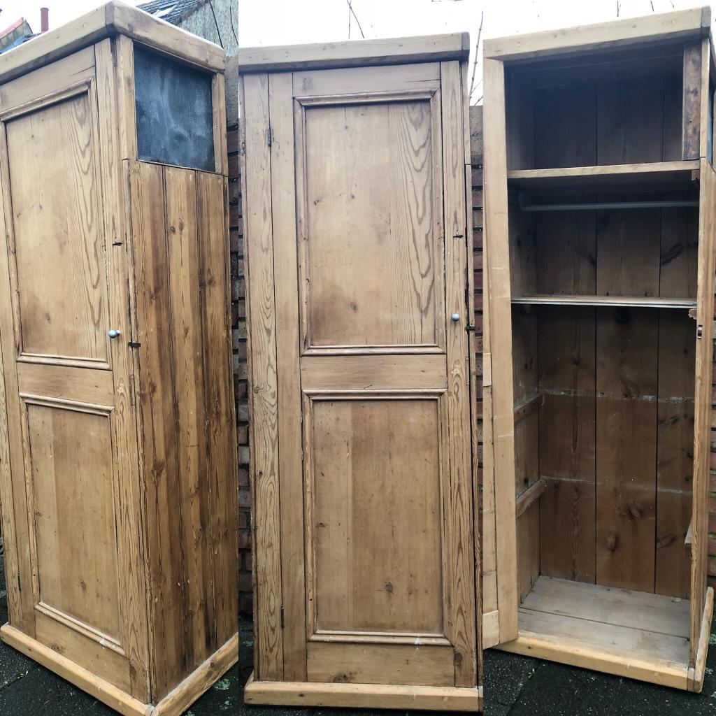 Antique Victorian Pine Cupboard Wardrobe In Brixton London