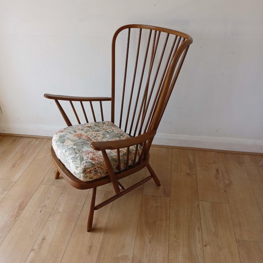 Ercol Model 1913 Evergreen High Back Easy Chair Retro Circa 2002 Gold