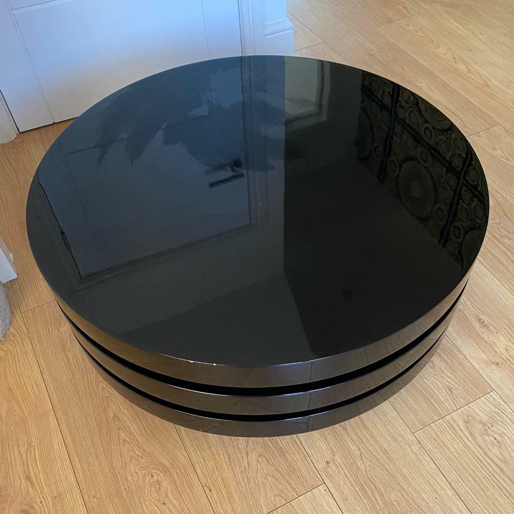 Dwell Triplo Black Gloss Rotating Coffee Table in Kempston
