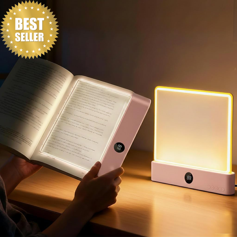 Book Light, Rechargeable Clear LED Flat Reading Light with 3 Colors & Timer, Dim