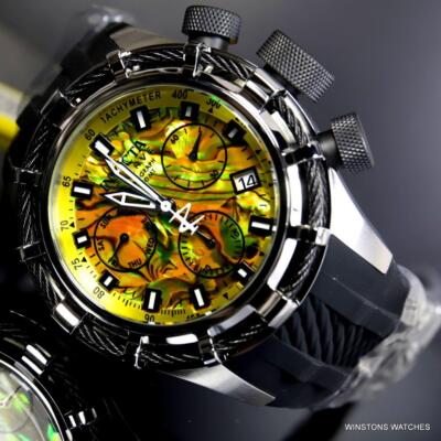 Pre-owned Invicta Reserve Bolt Sport Yellow Abalone Rose Gold Cable 50mm Watch Rubber