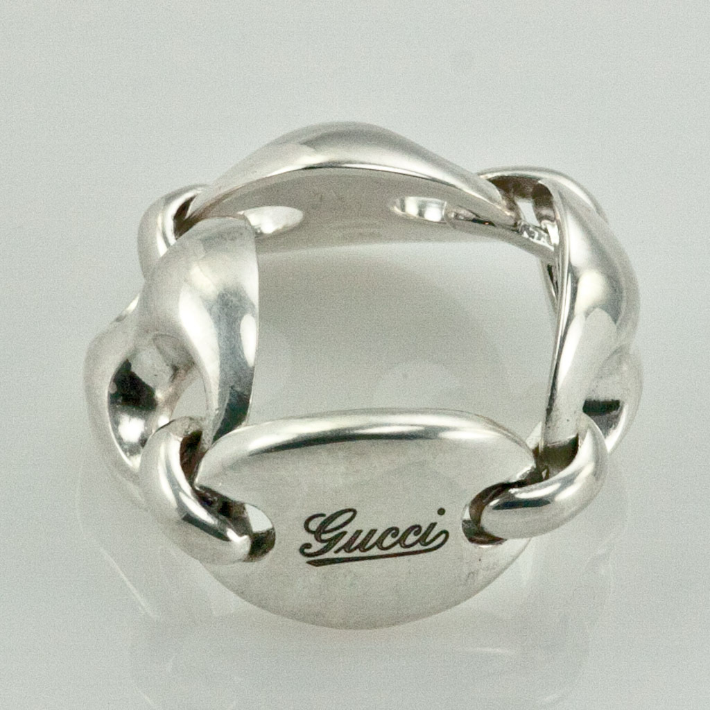 Pre-owned Gucci Fashion Designer  Sterling Silver Lady's Journey Ring Us6 Made In Italy