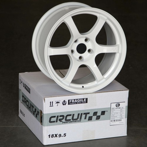 4 CIRCUIT CSF1 18X9.5 5X114.3 +25 WHITE WHEELS FITS 350Z