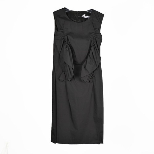 $2490 Jil Sander Women's Black Silk Technical Twisted A-Line