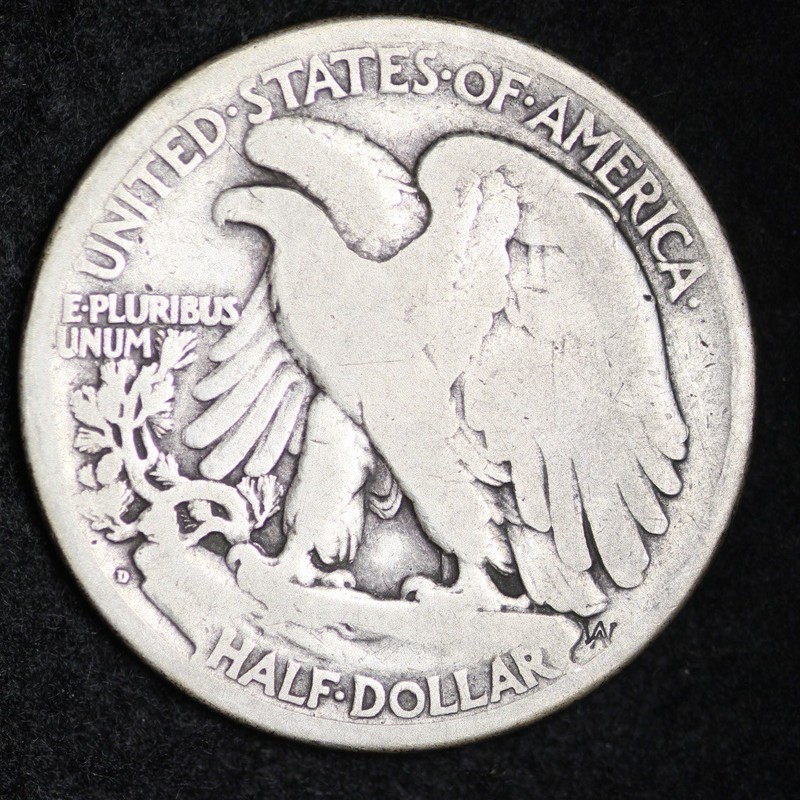 1917-D REV Walking Liberty Half Dollar CHOICE FINE FREE SHIPPING E366 RCN