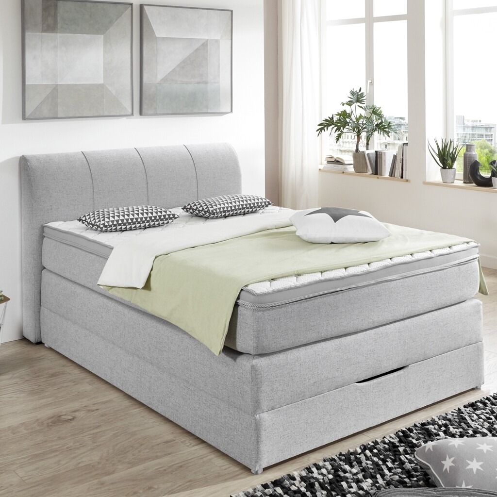 Boxspringbett MANU mit Bettkasten in 120x200 cm Taschenfederkern incl. Topper