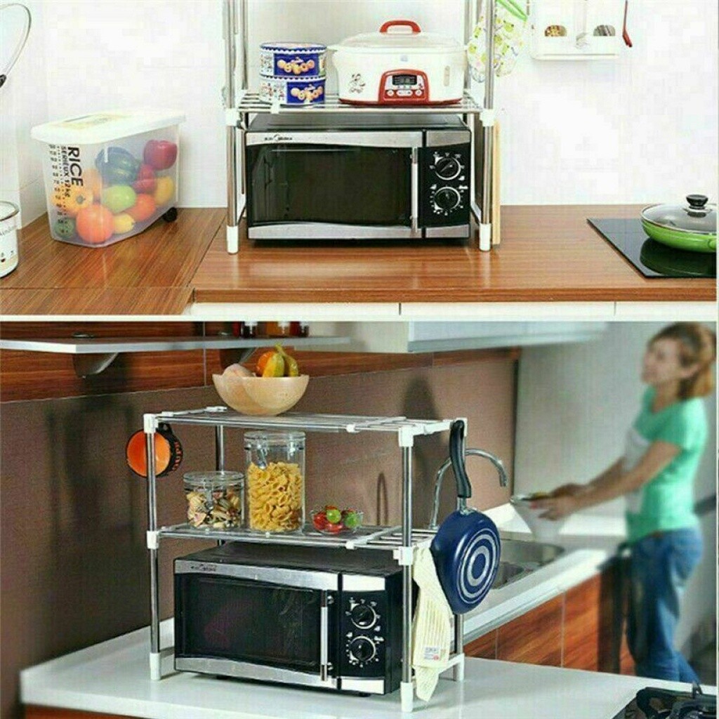 UK Microwave Oven Stand Rack Holder Wall Mounted Shelf Kitchen Organizer Storage