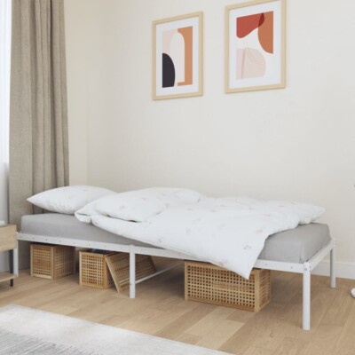 vidaXL Metal Bed Frame White 92x187 cm Single