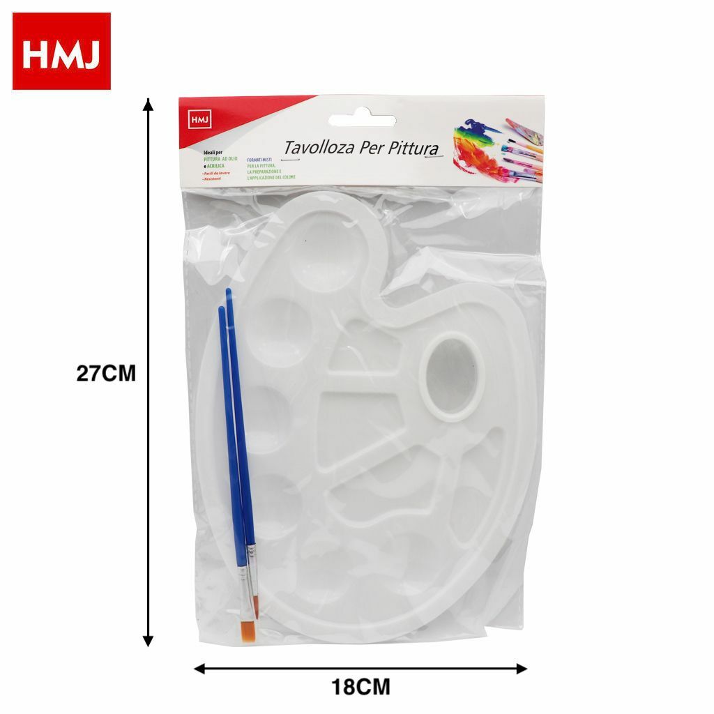 Tavolozza Per Pittura Acrilica Olio Colori + 2 Pennelli 20964 hmj